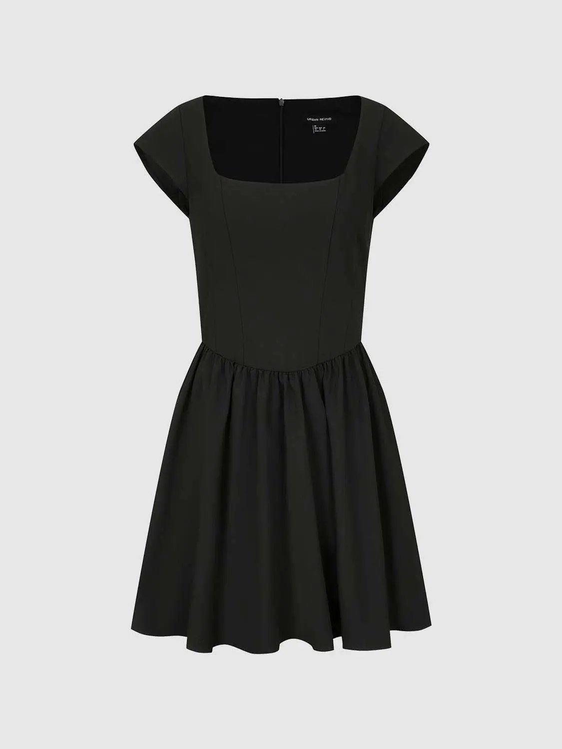 Flared Pleated Elastic Waist A-Line Midi Dress