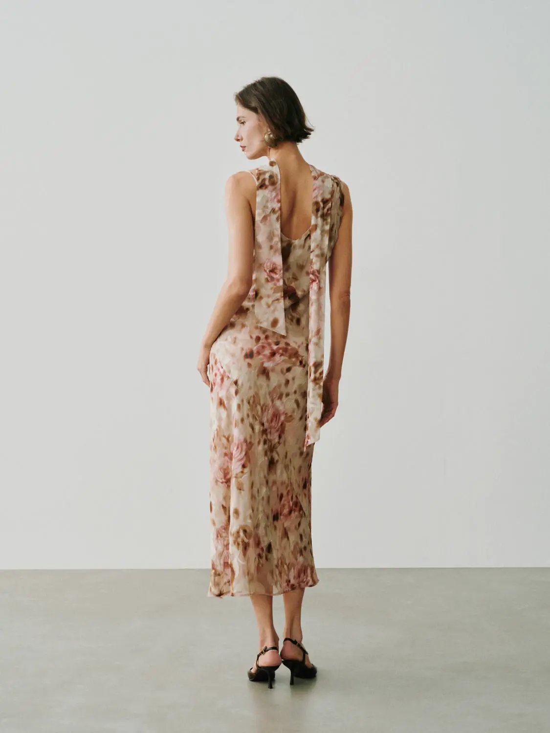 Soft Romantic Floral Print H-line Maxi Dress