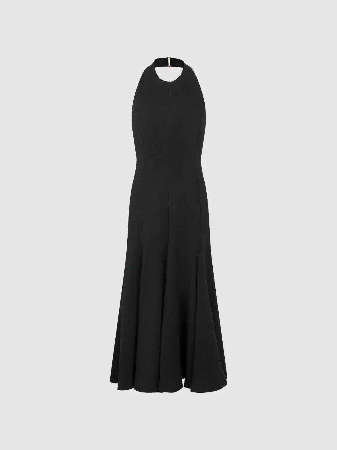 Fitted High Neck Sleeveless A-Line Maxi Dress