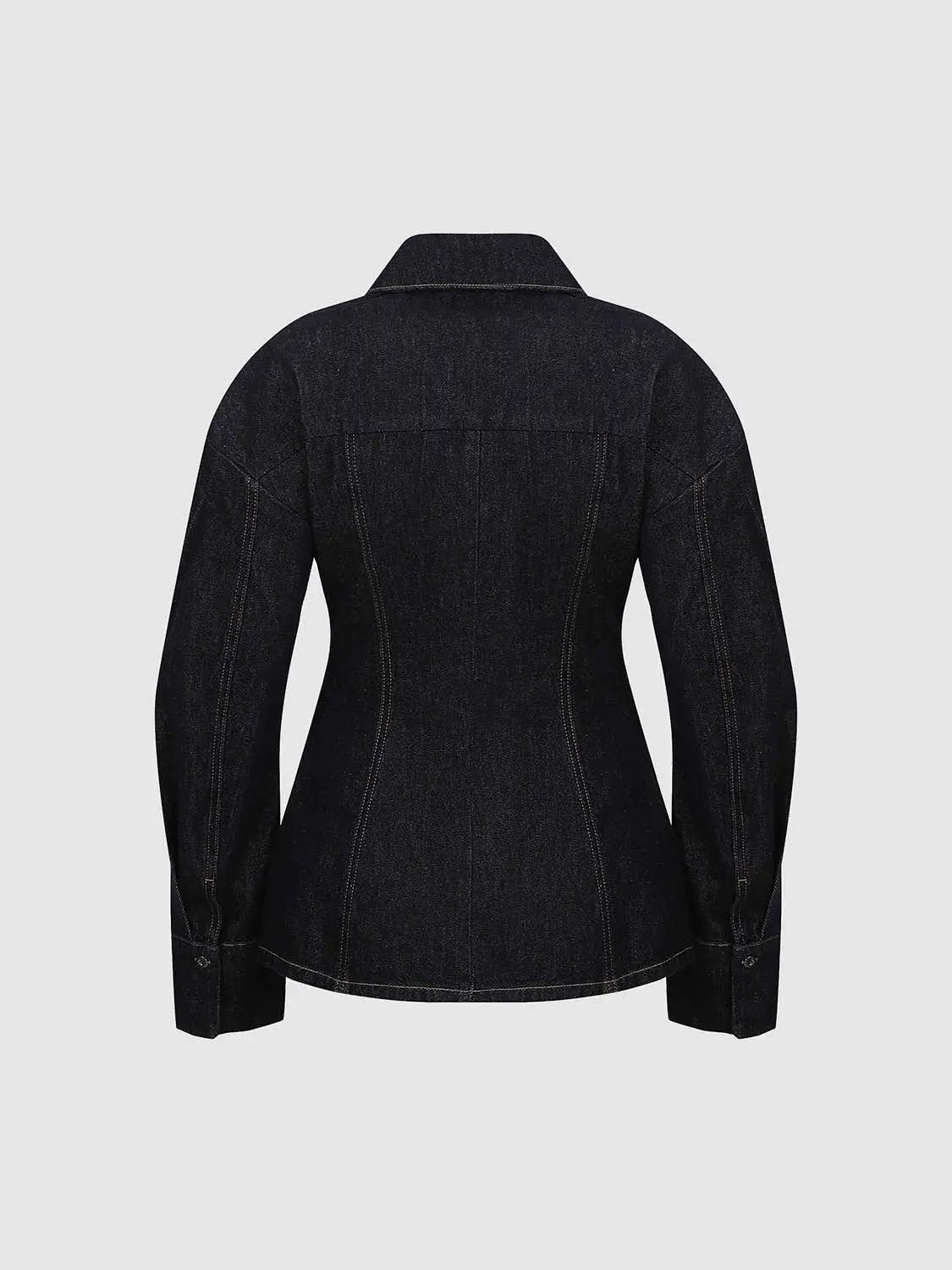 Drop Shoulder Sleeve Skinny Denim Shirt