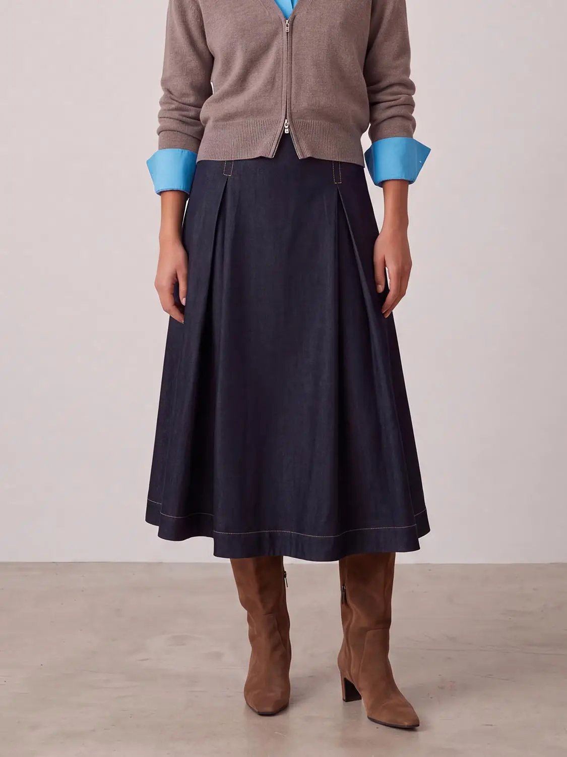 A-Line Midi Stretch Skirt