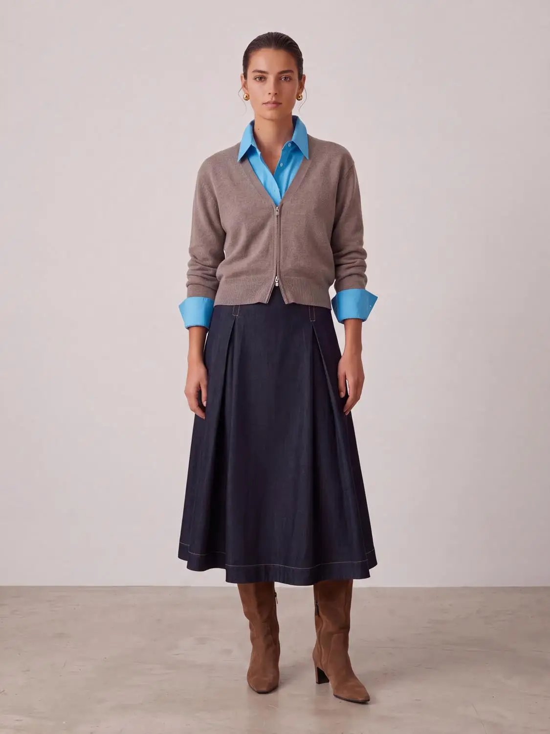 A-Line Midi Stretch Skirt