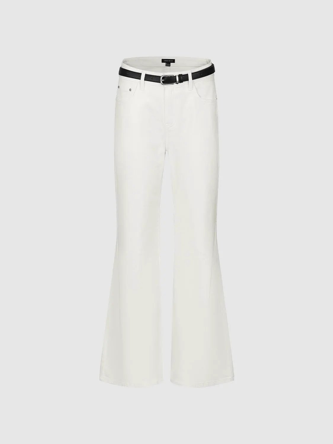 Mid Rise Belt Loop Cotton Stretch Flared Jeans