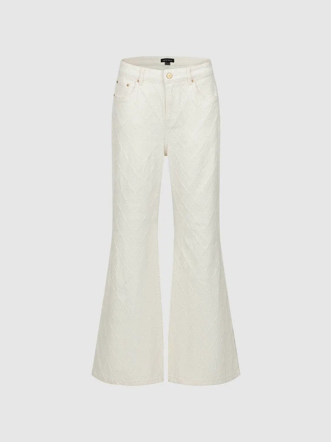 Mid Rise Textured Medium-Stretch Flare Leg Cotton Jeans