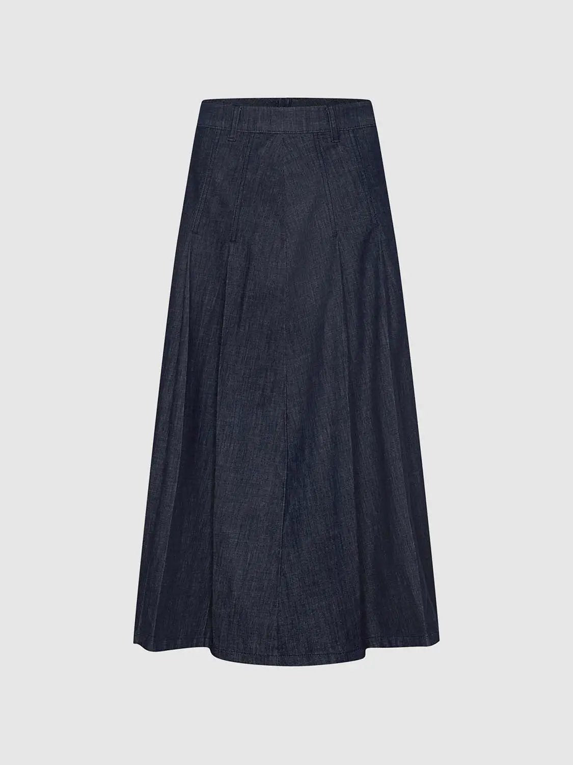 Structured Pleated Cotton Belted Maxi Skirt