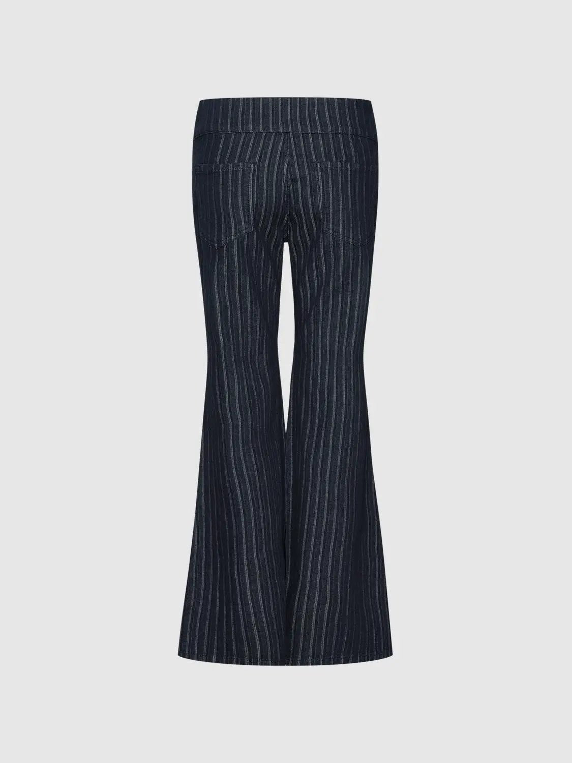Wash Pinstripe Side Strap Wide-leg Jeans