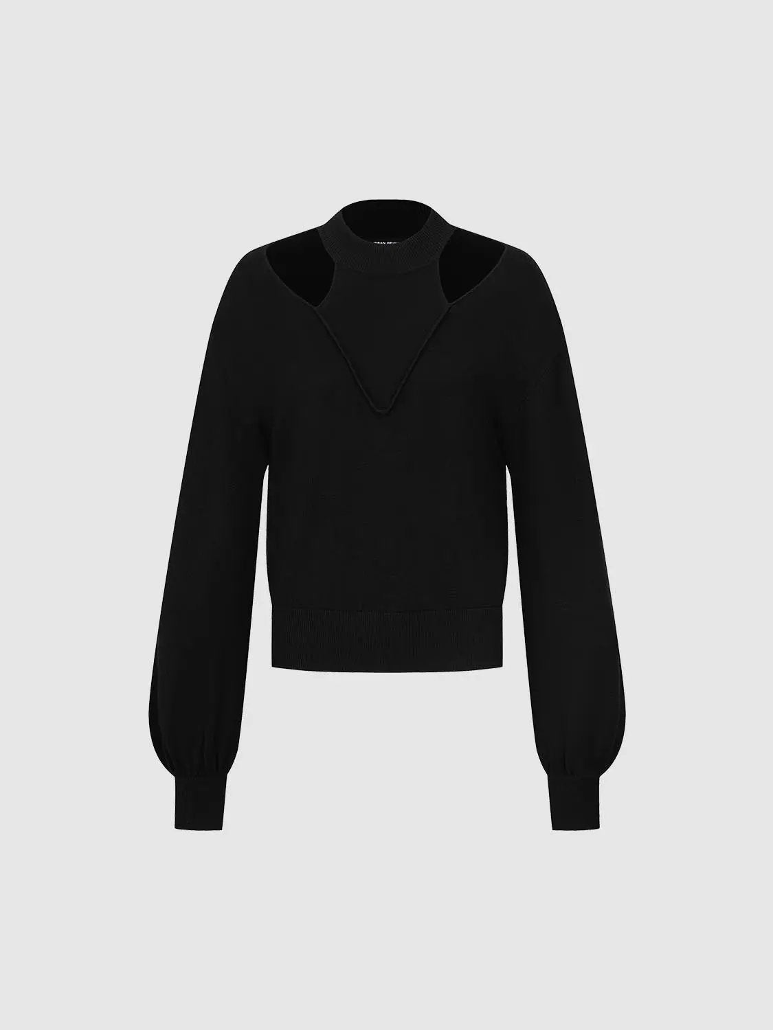 Cut-Out Long Sleeve Knitted T-Shirts