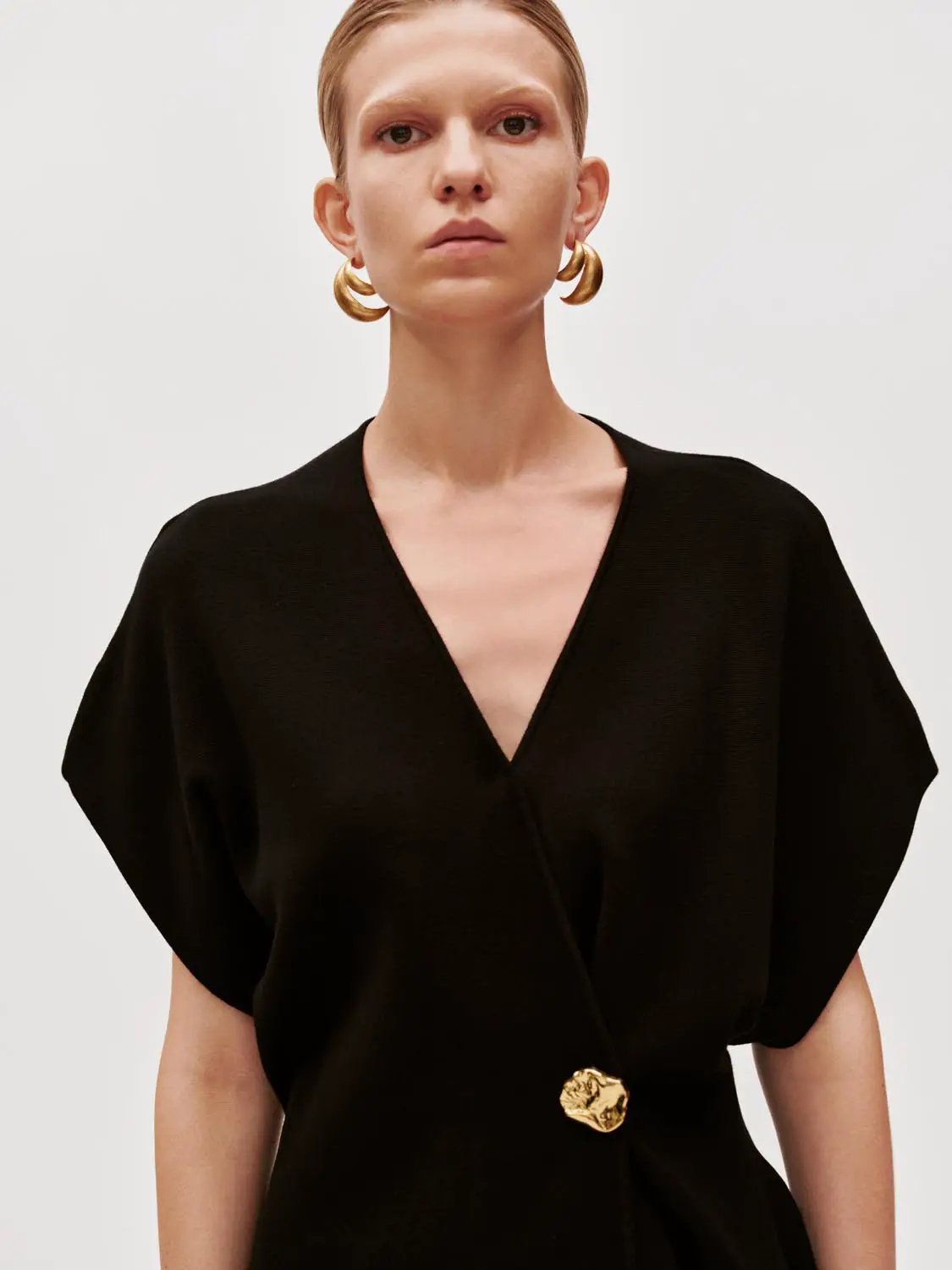 Wrap V Neck Batwing Short Sleeve Knitted Cardigan