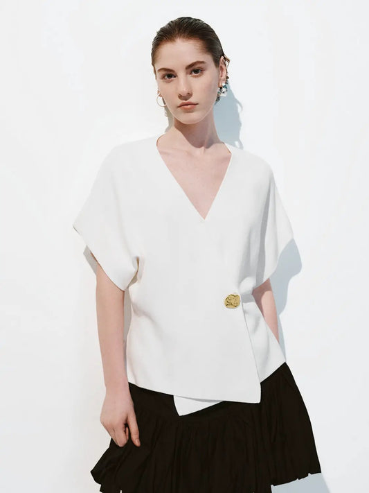 Wrap V Neck Batwing Short Sleeve Knitted Cardigan
