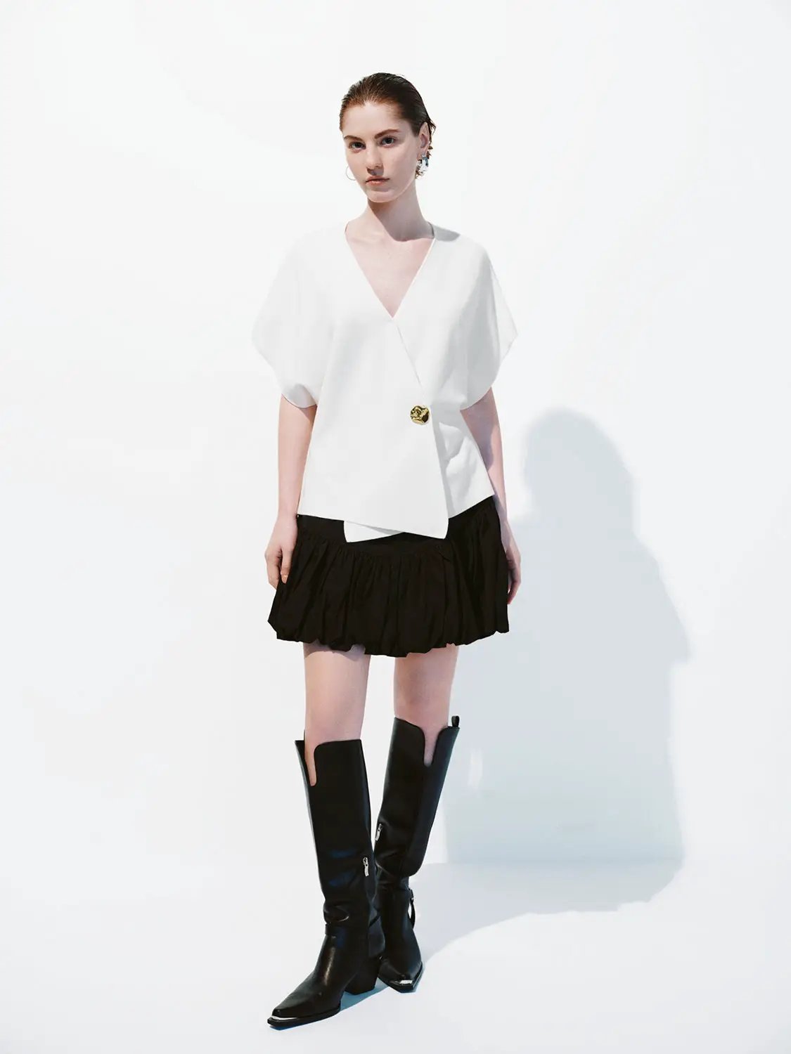 Wrap V Neck Batwing Short Sleeve Knitted Cardigan