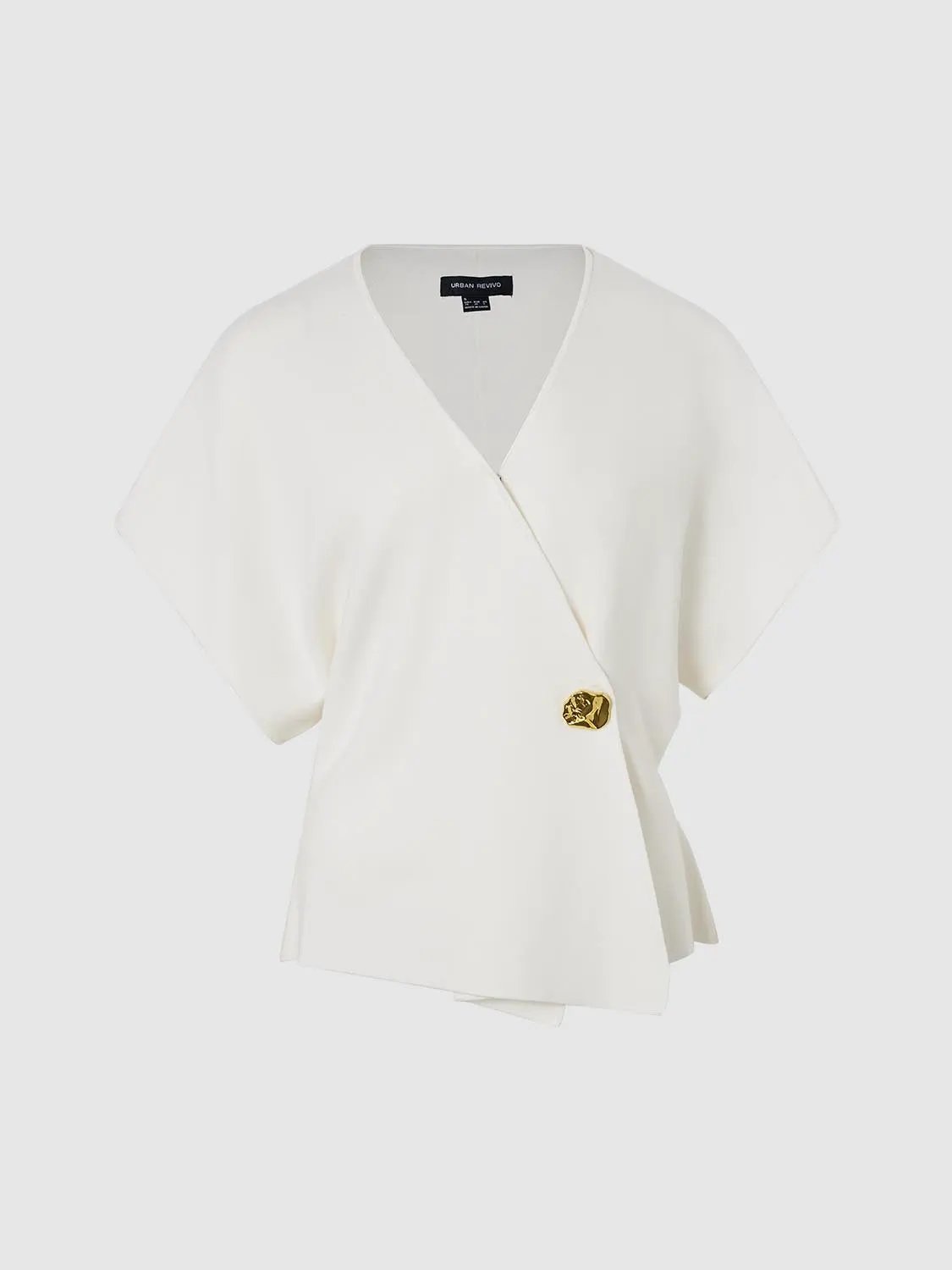Wrap V Neck Batwing Short Sleeve Knitted Cardigan