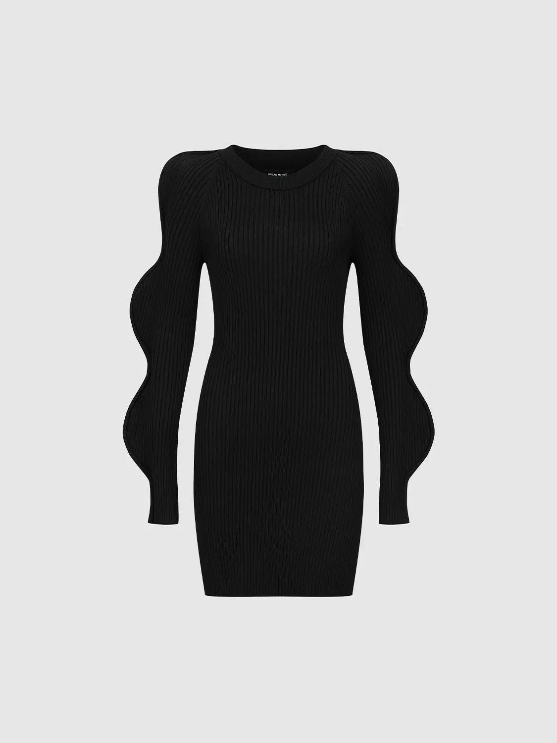Wave Sleeve Knitted Midi Dresses