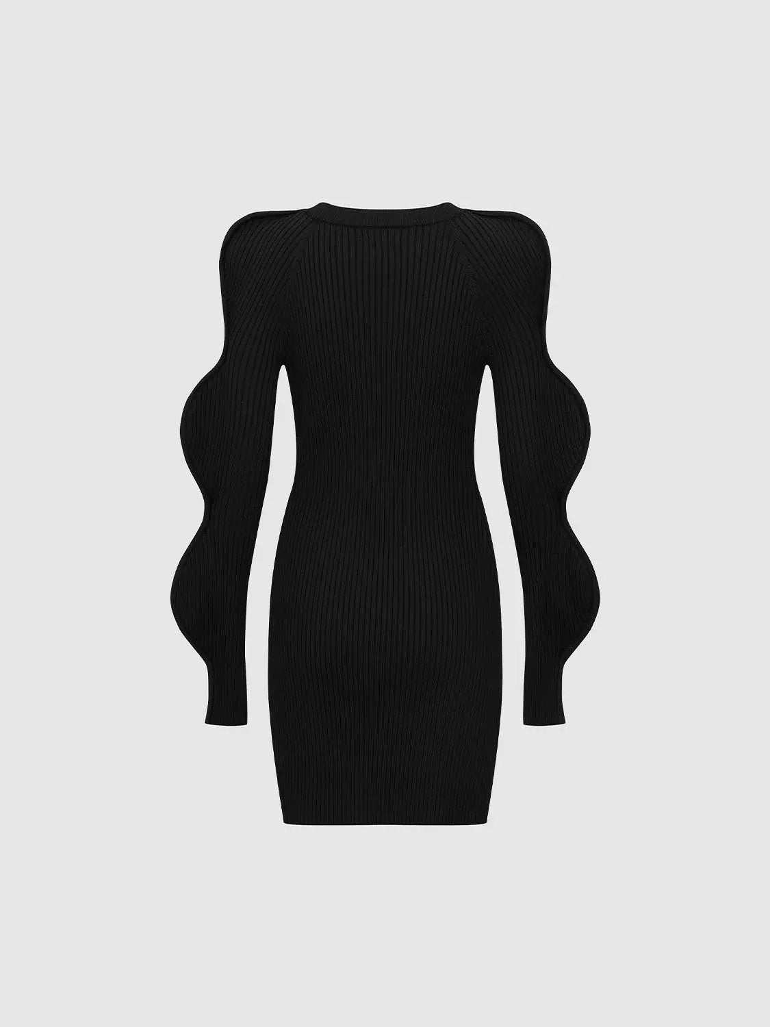 Wave Sleeve Knitted Midi Dresses