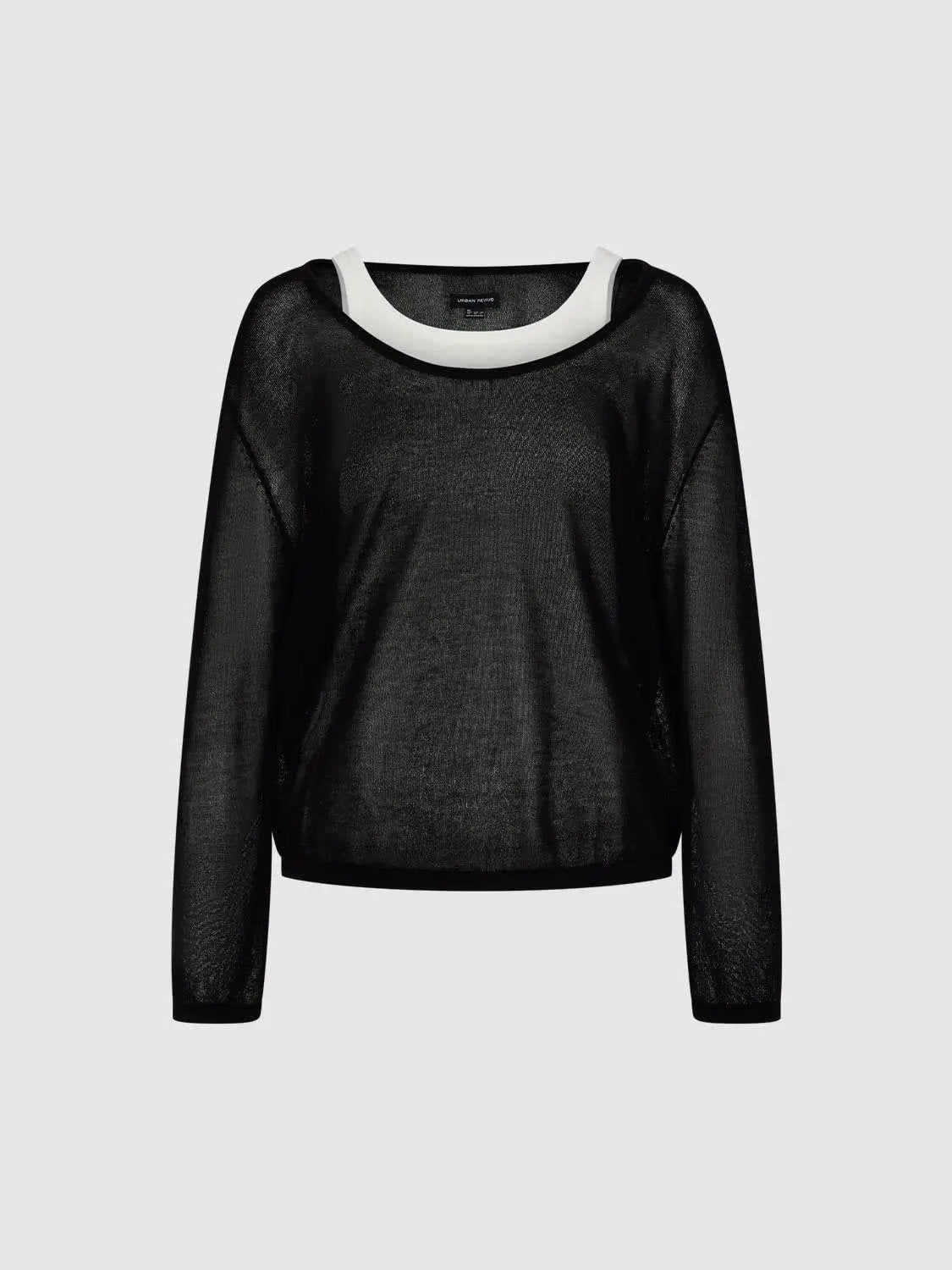 Oversized Boat Neck Long Sleeve Knit T-Shirt