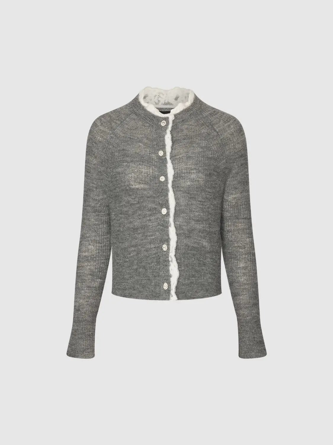 Ruffled Long Sleeve Ribbed Cropped Knit Cardigan