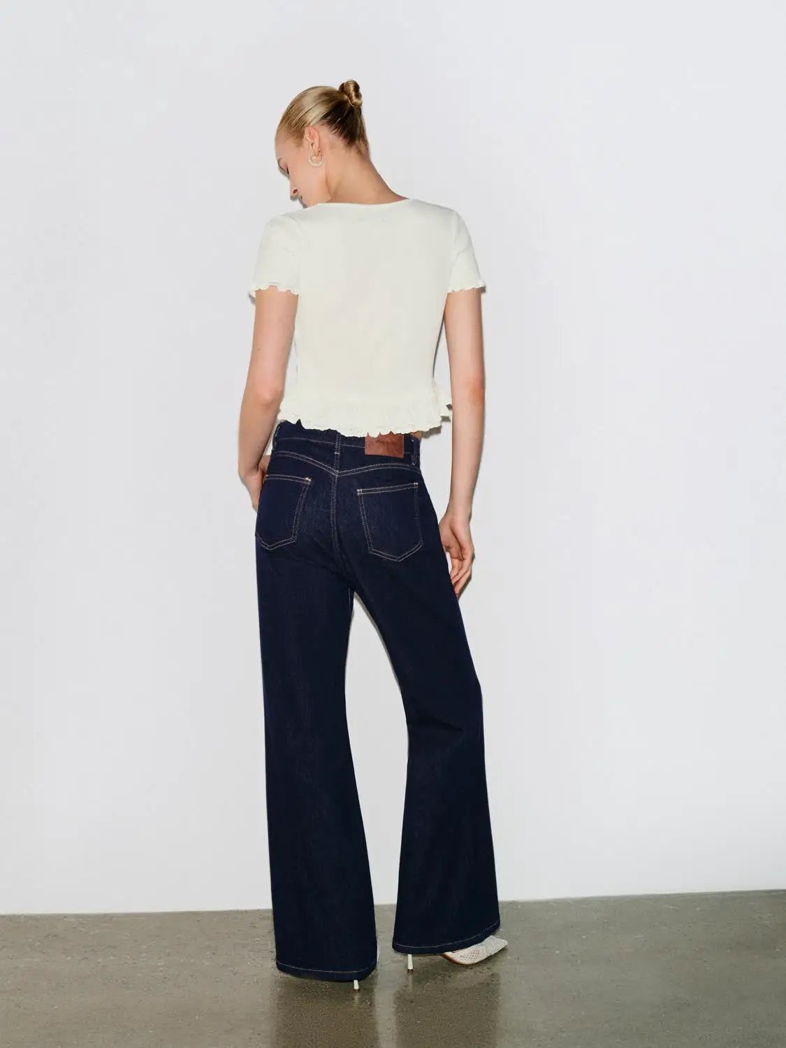 Crochet Lace Hem Knit Button Front Shirt
