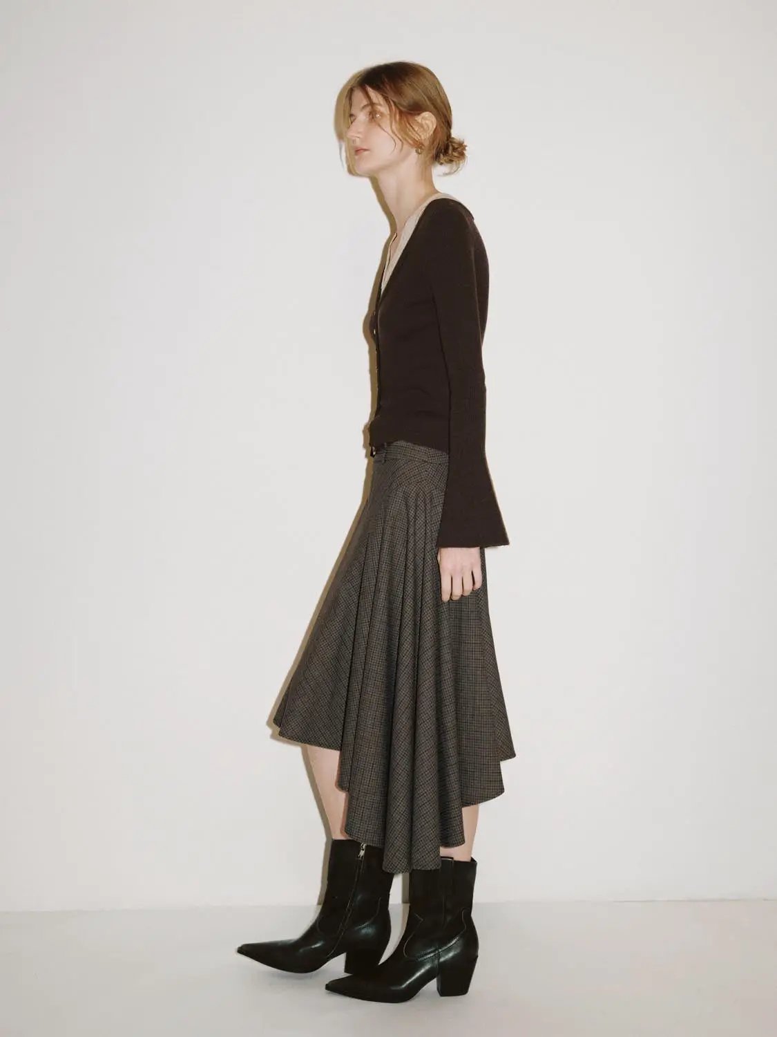 Ribbed Button V-neck Long Sleeve Sweater