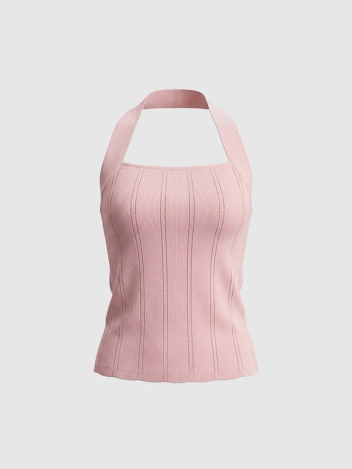 Ribbed Sleeveless Square Neck Textured Knit Top