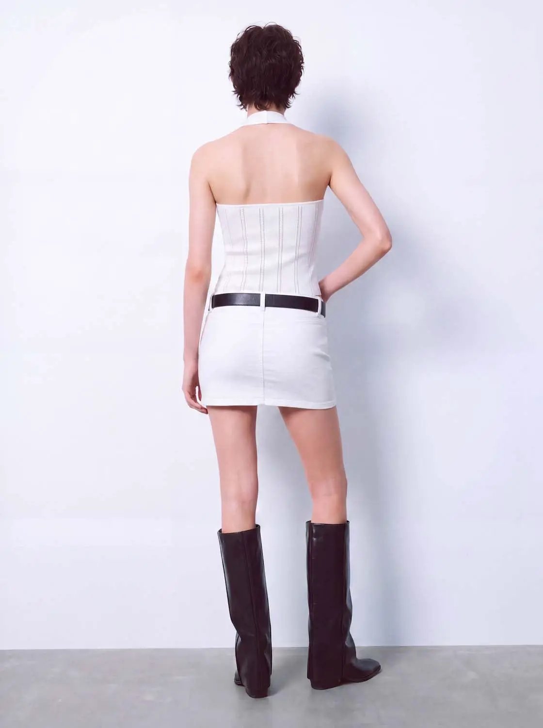 Ribbed Sleeveless Square Neck Textured Knit Top