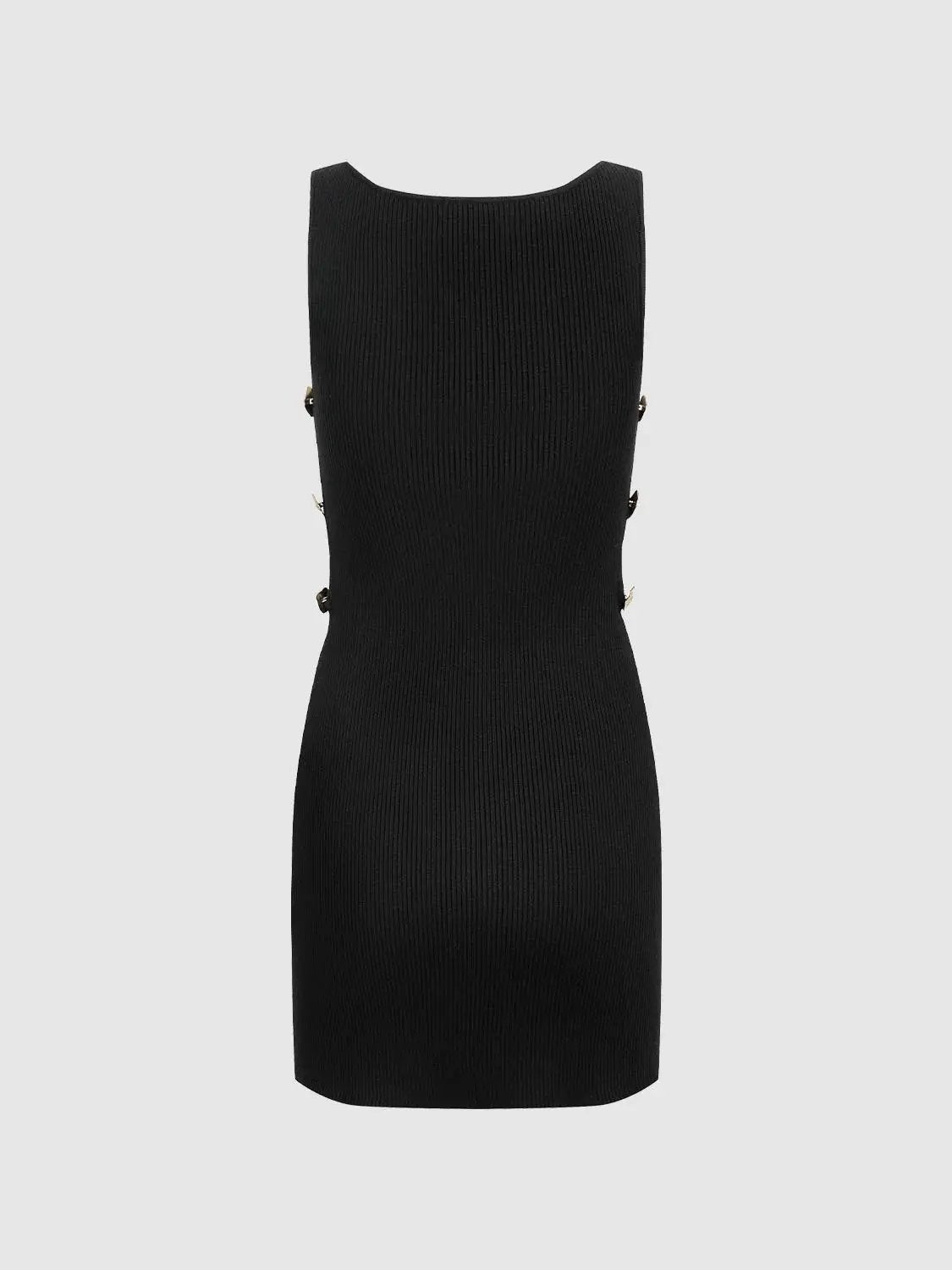 Ribbed Knit Dress With Side Ring Details