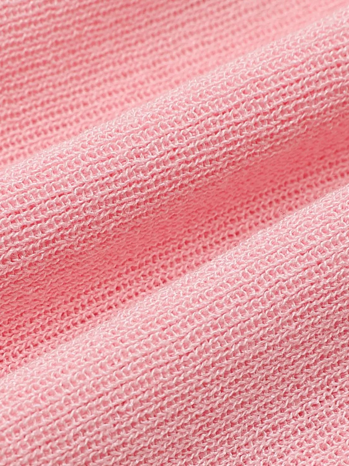 Pink Ribbed Long Sleeve Fitted Knit Sweater
