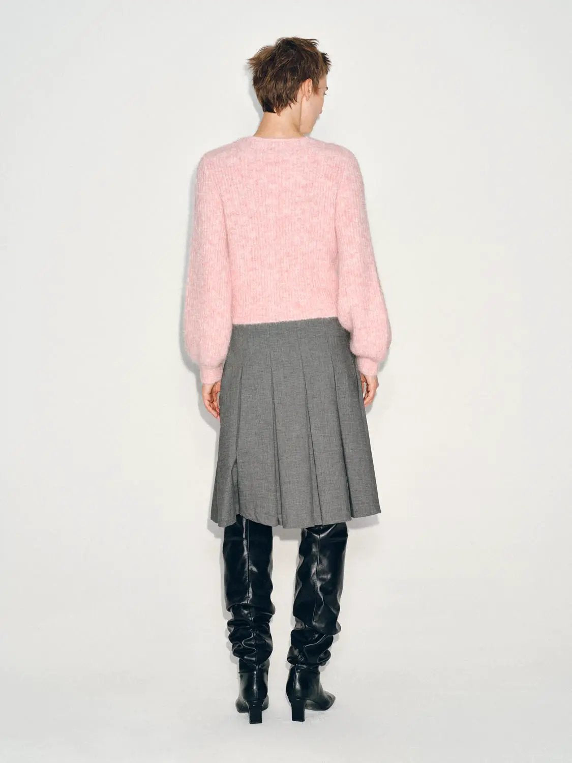 Textured Twisted Square Neck Long Sleeve Knit Top