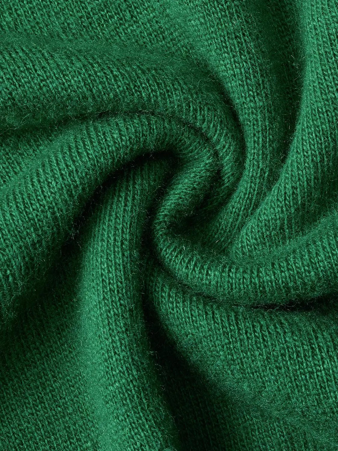 Solid Ribbed Knit V-neck Long Sleeve Pullover