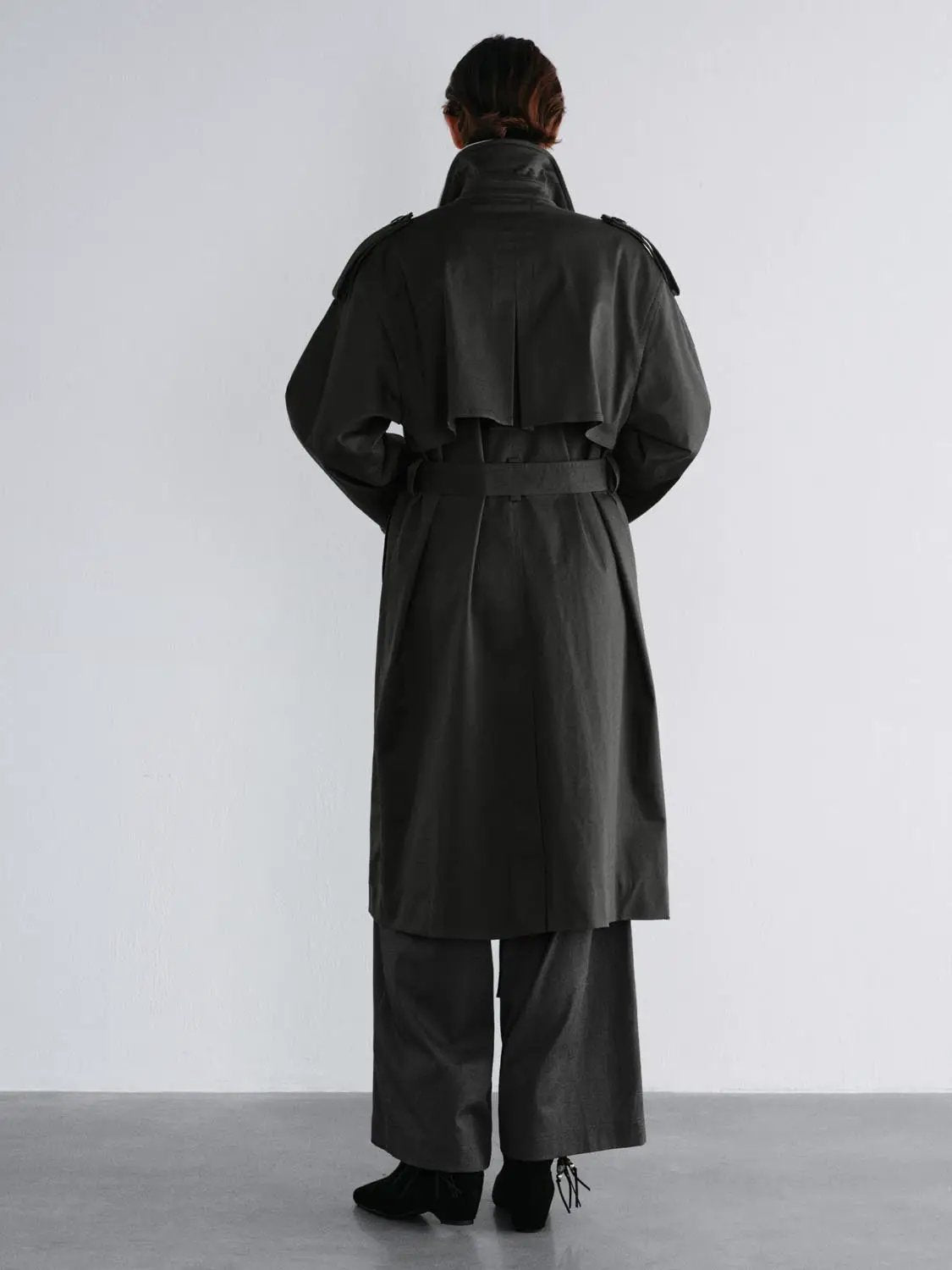 Double-Breasted Long Sleeve Belted Cotton Trench Coat