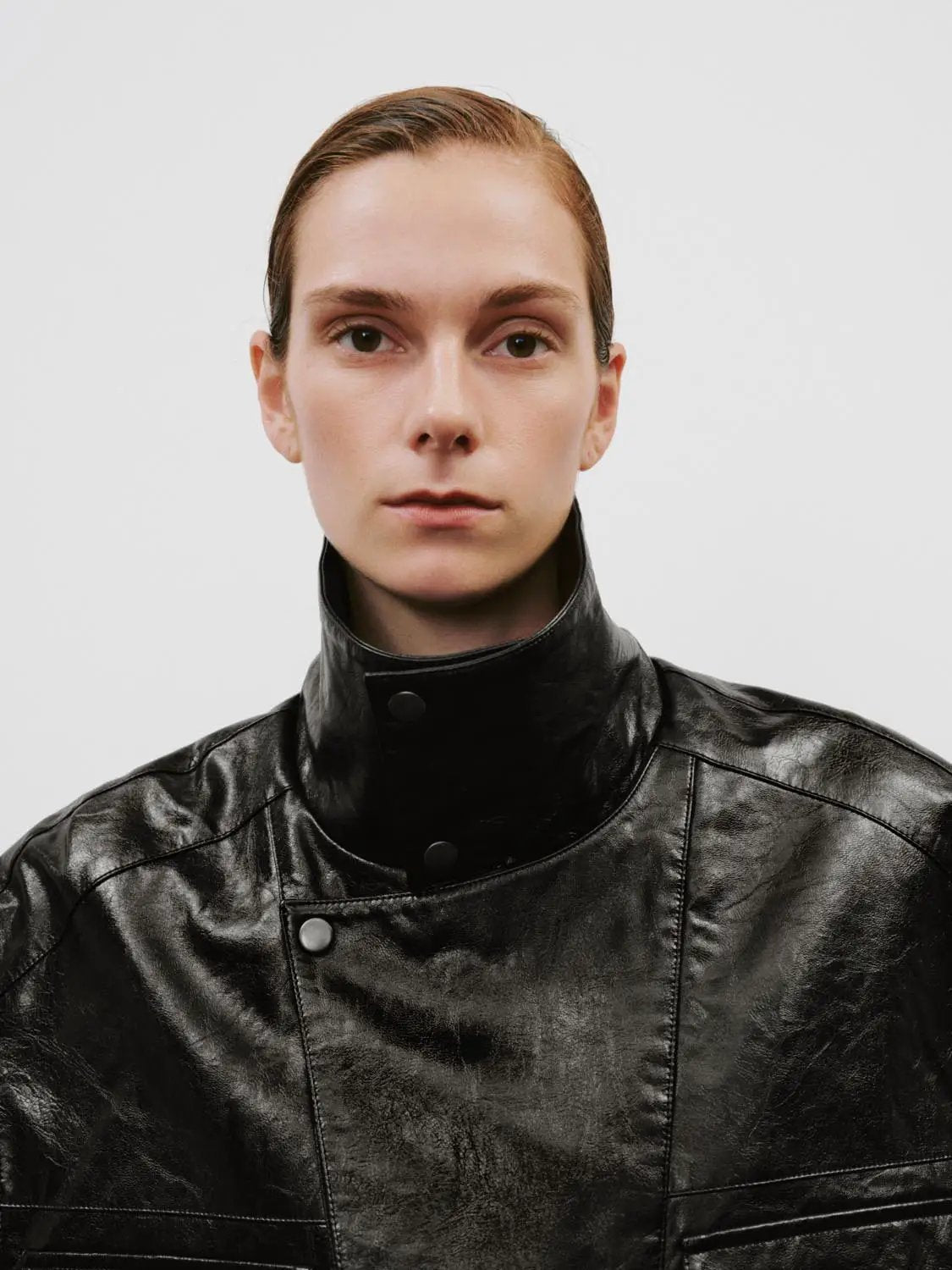 Textured High Neck Short Sleeve Patch Pocket Jacket