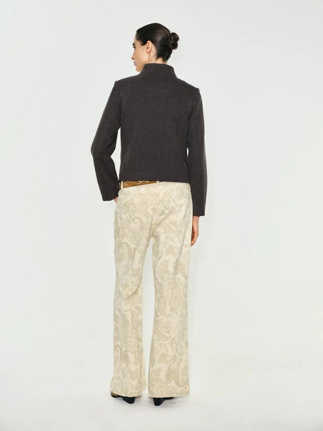 Textured Asymmetric Collar Long Sleeve Jacket