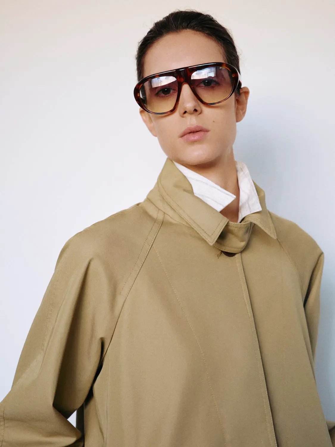Classic Button Front Long Sleeve Cotton Blend Trench Coat