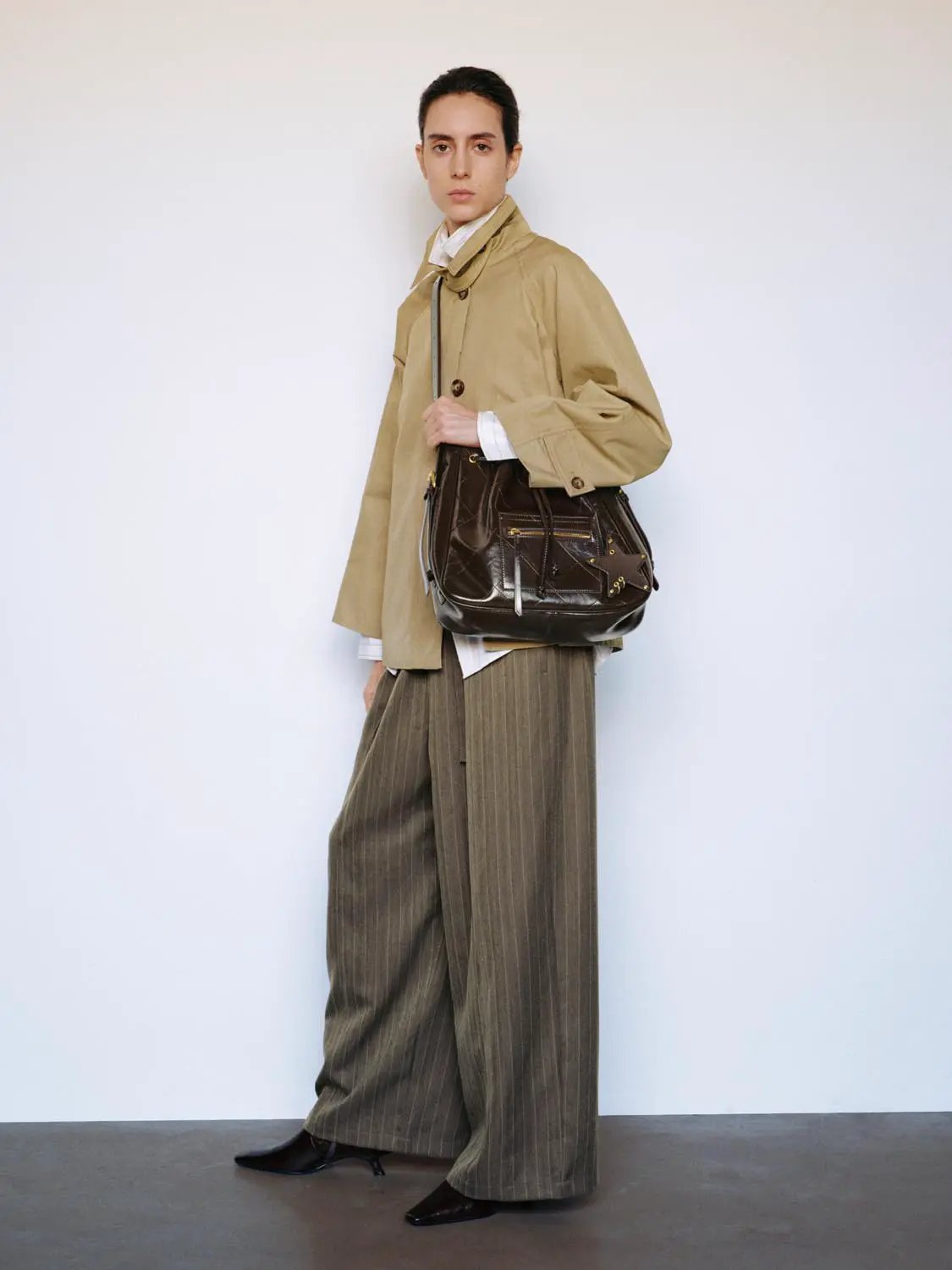 Classic Button Front Long Sleeve Cotton Blend Trench Coat