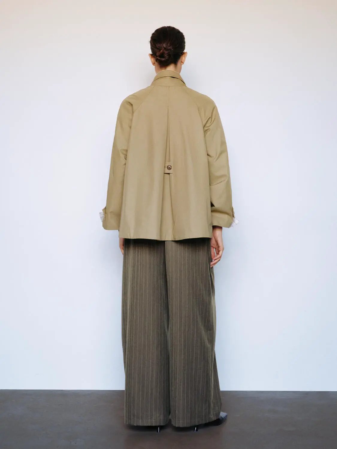 Classic Button Front Long Sleeve Cotton Blend Trench Coat