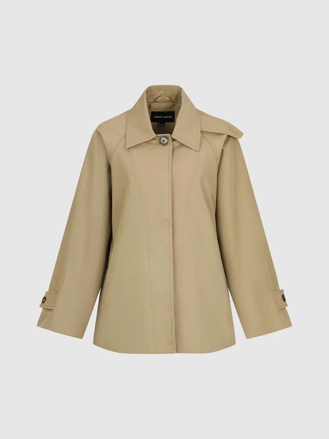 Classic Button Front Long Sleeve Cotton Blend Trench Coat