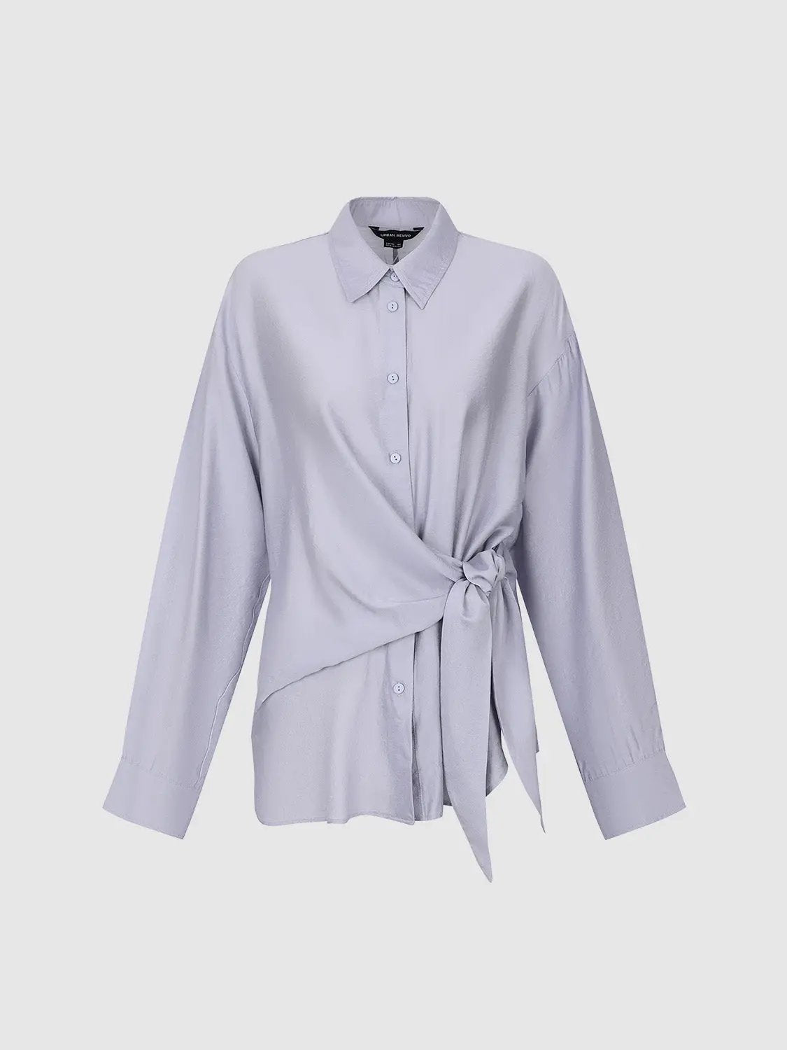 Shirt Collar Long Sleeve Wrap Tie Side Button Up Shirt