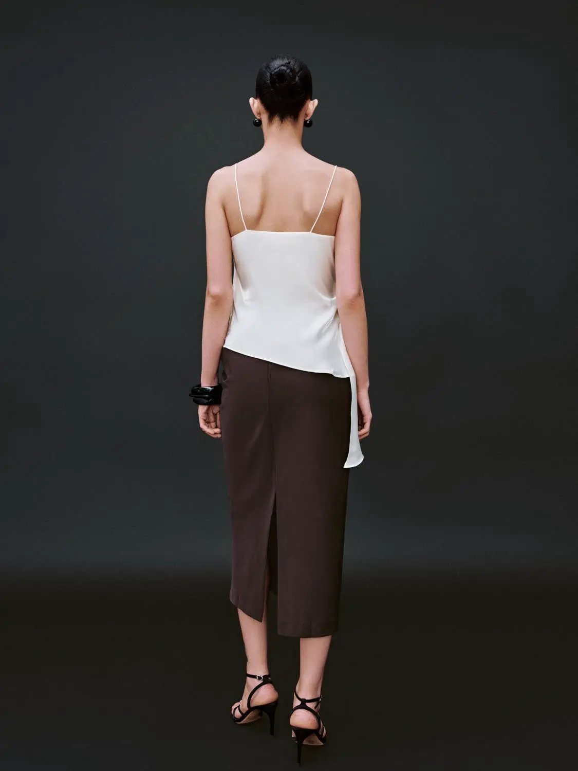 Crossover Wrap Spaghetti Strap Side Tie Peplum Top