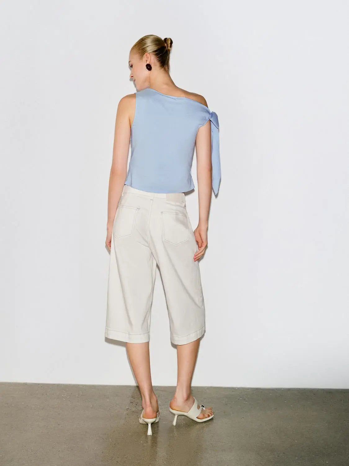 Pastel Blue Lightweight One Shoulder Shirt