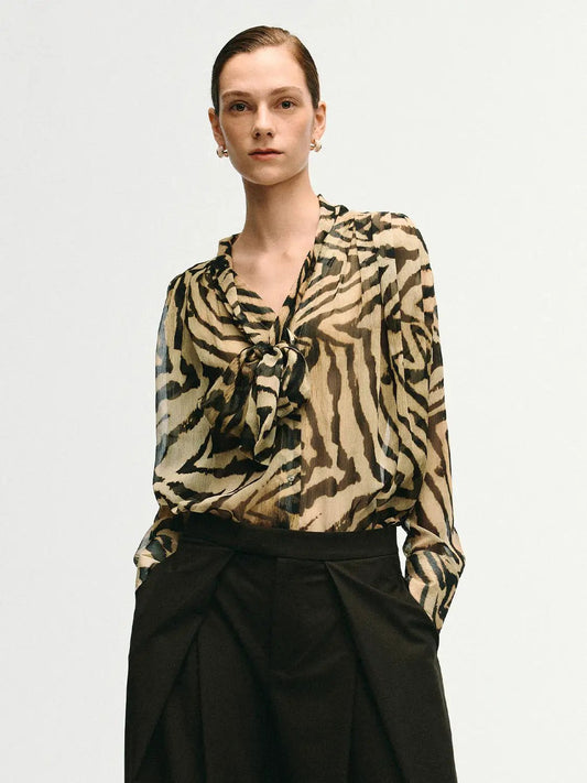 Button Front Animal Print Long Sleeve Shirt