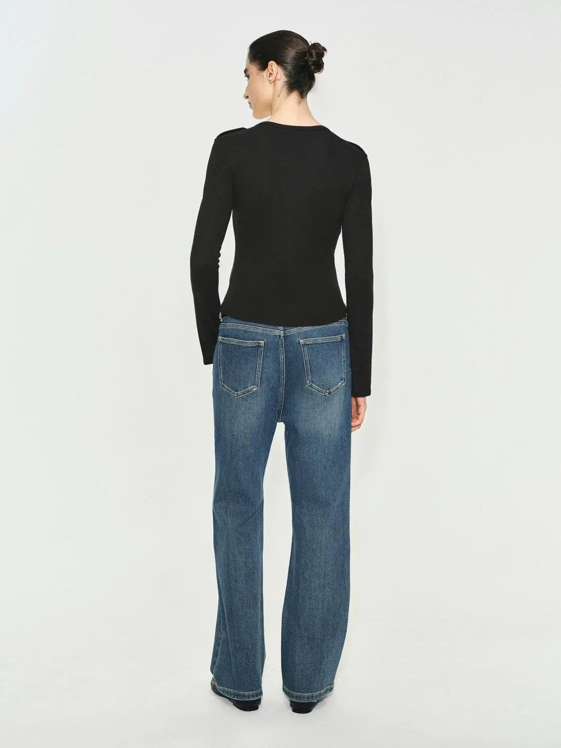 Crew Neck Button Front Pocket Long Sleeve T-shirt