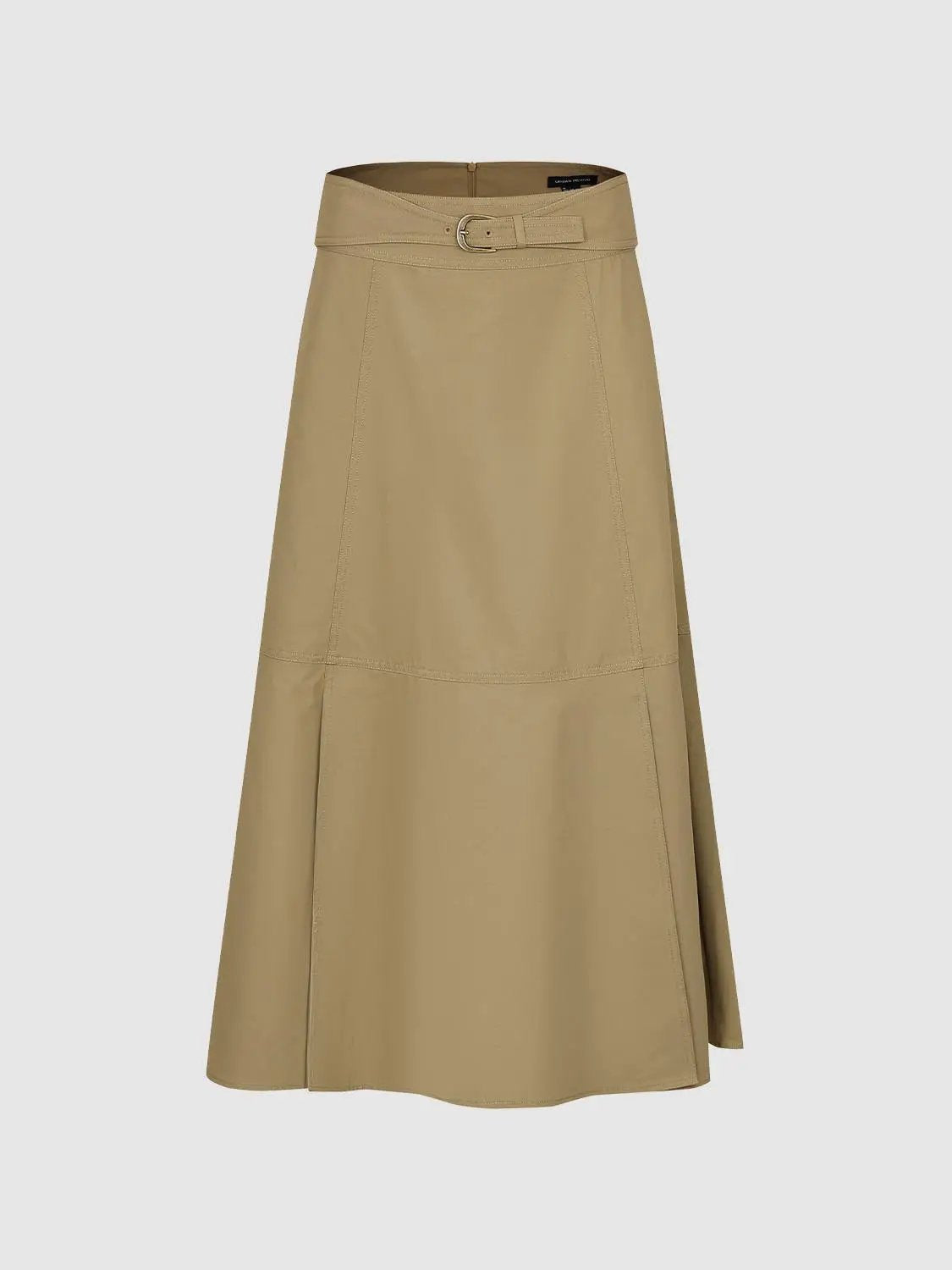 Mid-rise Belted Panelled Cotton Blend Midi Skirt