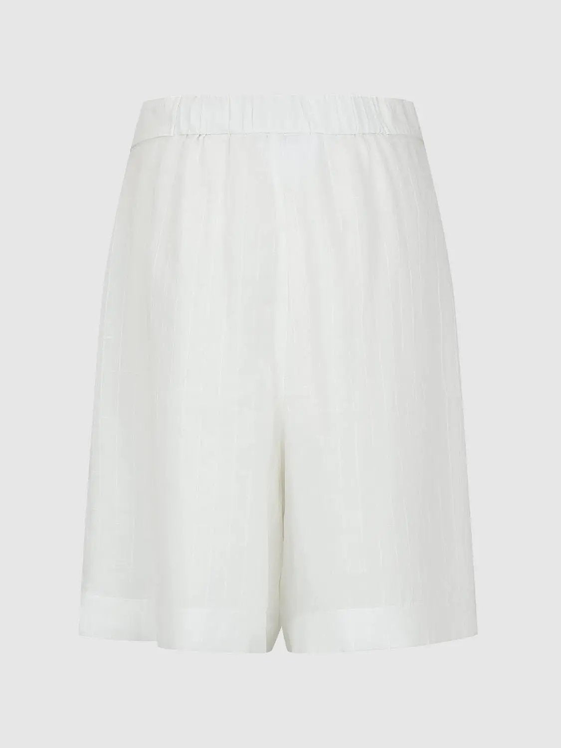 Pleated Wide-leg High-waisted Ramie Shorts