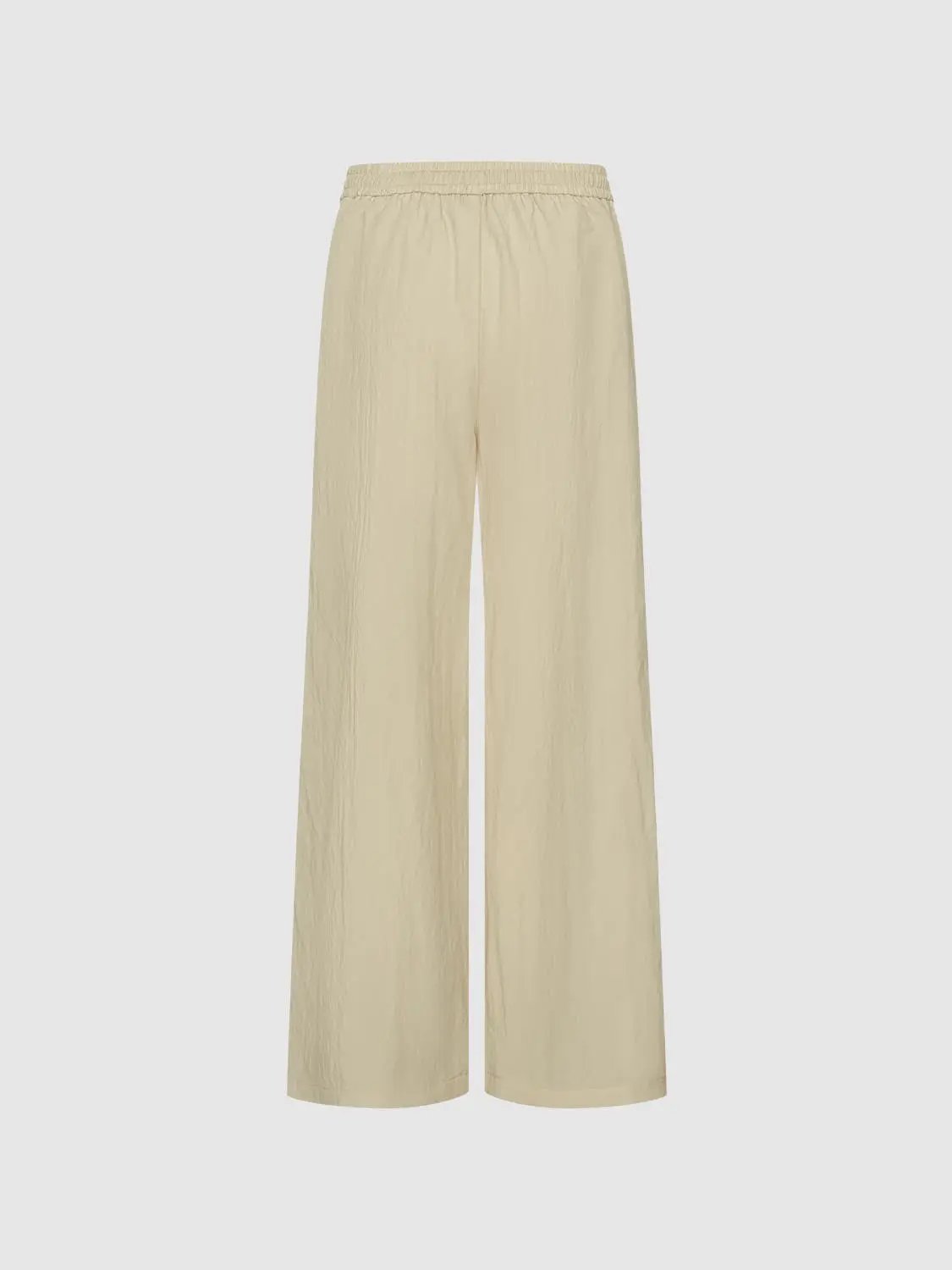 Lace Side Panel Textured Tie Waist Wide-leg Pants