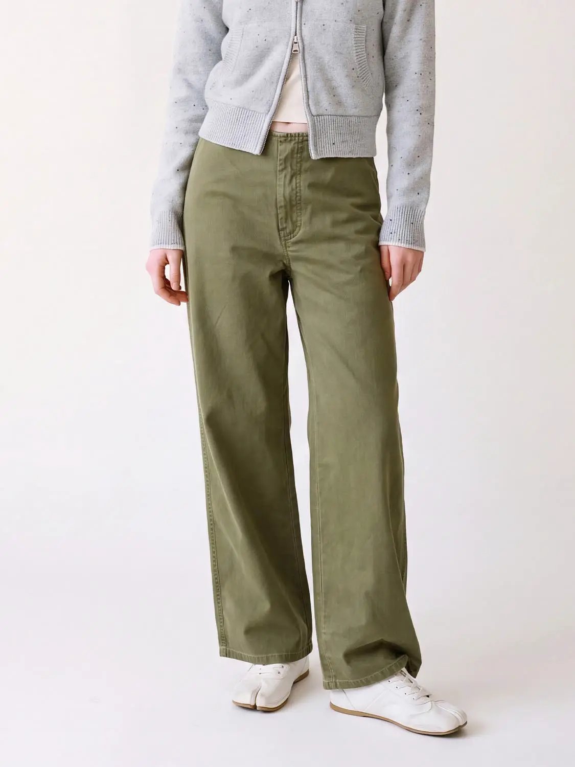 Tailored Wide-leg High-waisted Cotton Pants