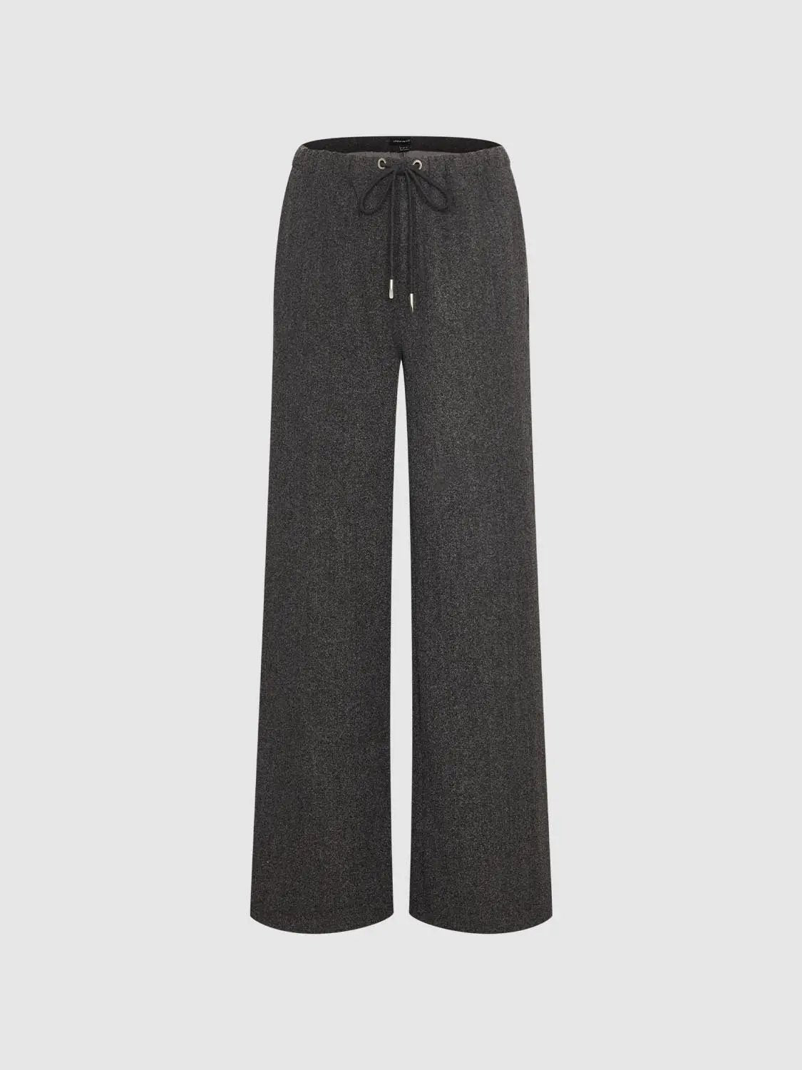 High-waisted Solid Brown Wide-leg Elastic Drawstring Pants