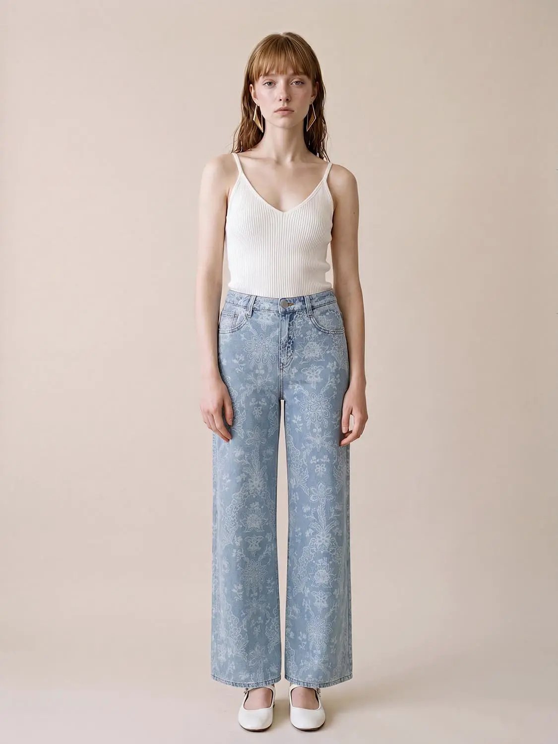 High Waist Loose Fit Light Wash Denim Wide Leg Jeans