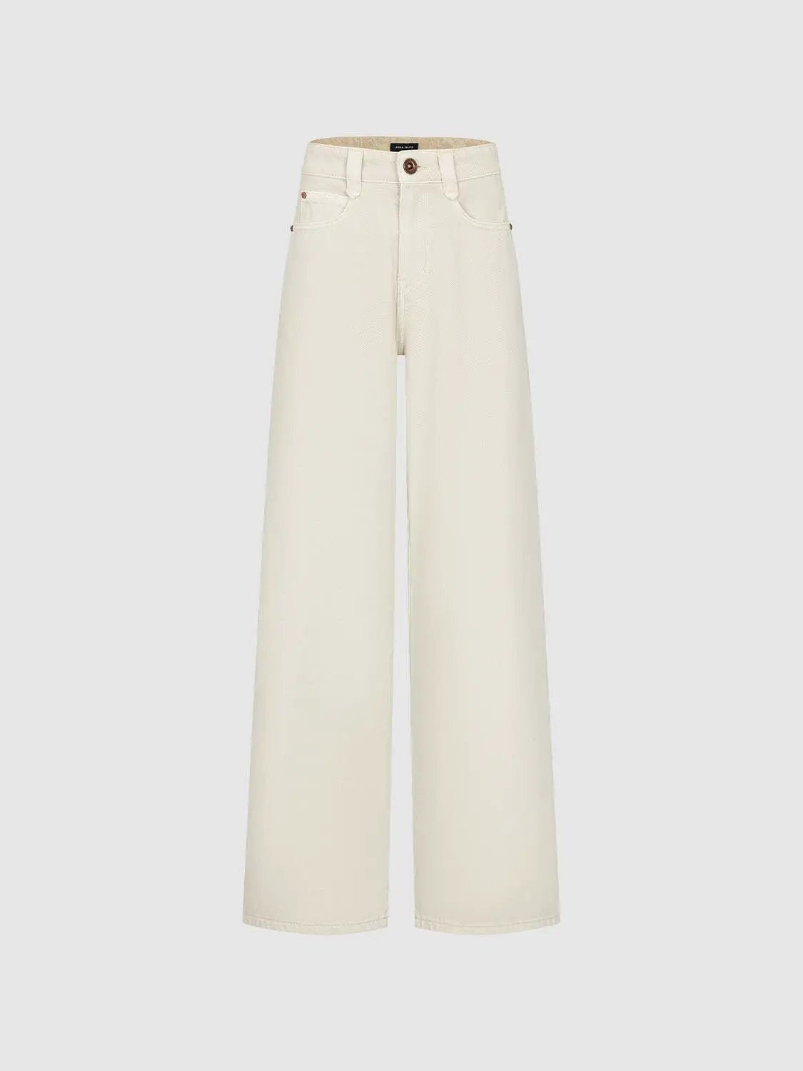 High-waisted Cotton Blend Wide-leg Pants