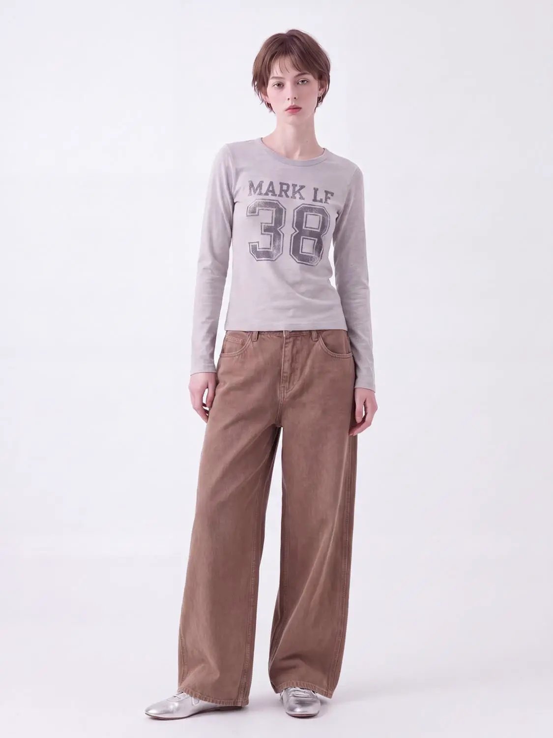 Muted Taupe Relaxed Wide-leg Cotton Pants