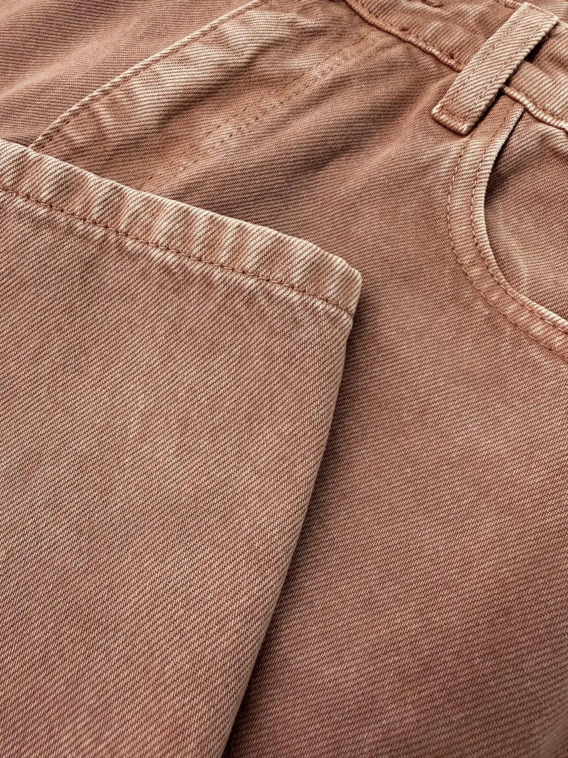 Muted Taupe Relaxed Wide-leg Cotton Pants