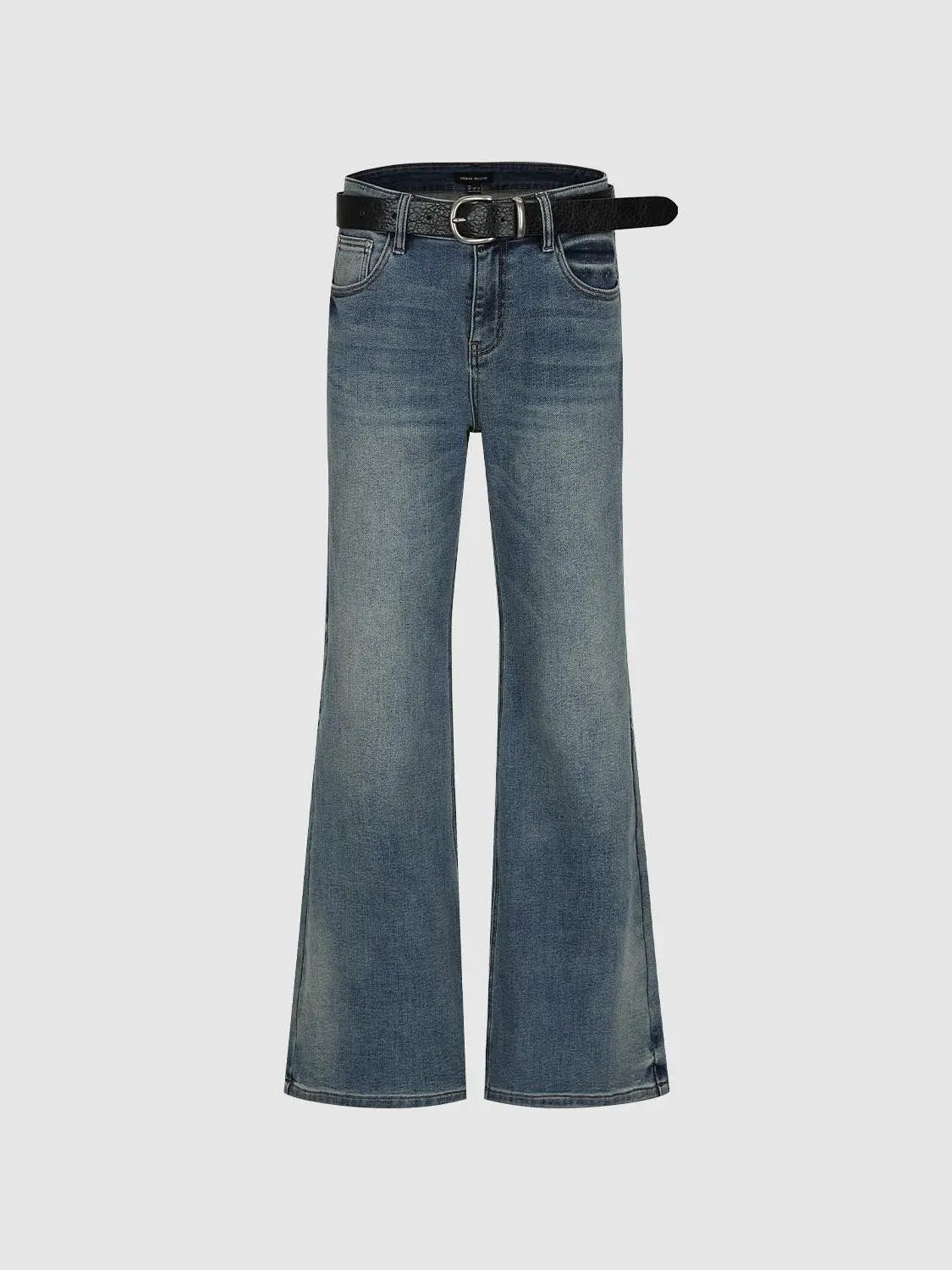 High-waisted Stretch Cotton Blend Flare Jeans