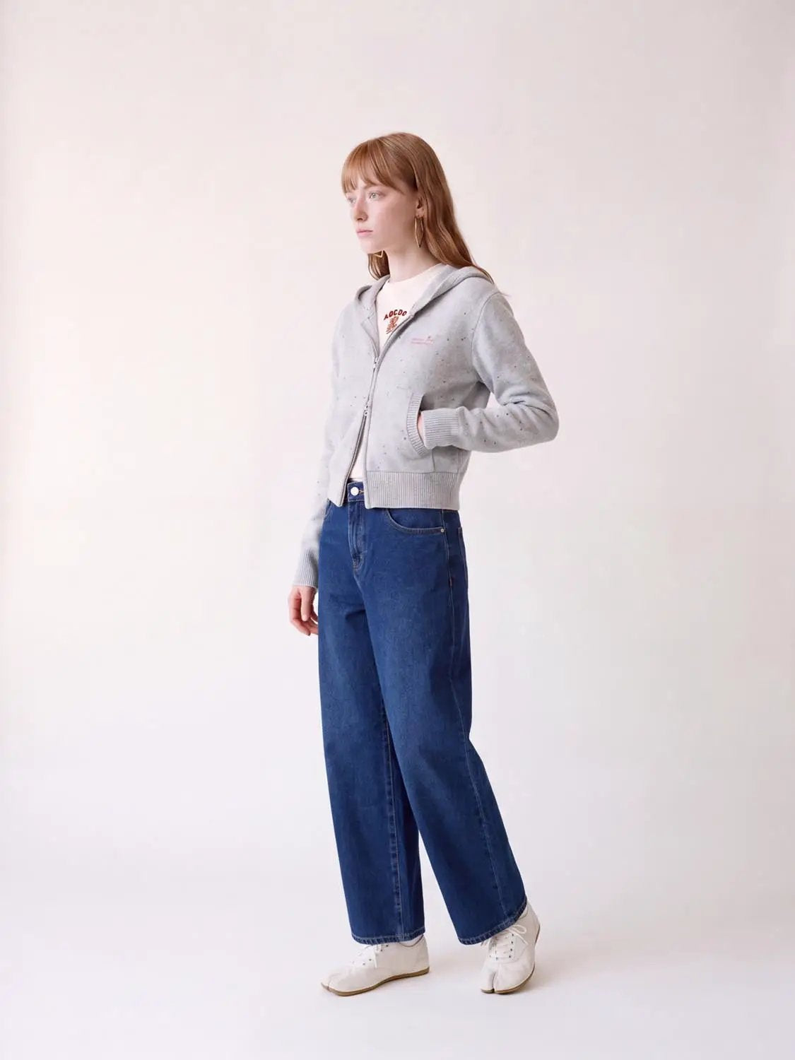 High-waisted Wide-leg Cotton Jeans